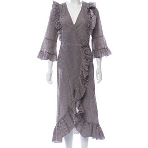 Ganni Plaid Print Wrap Dress